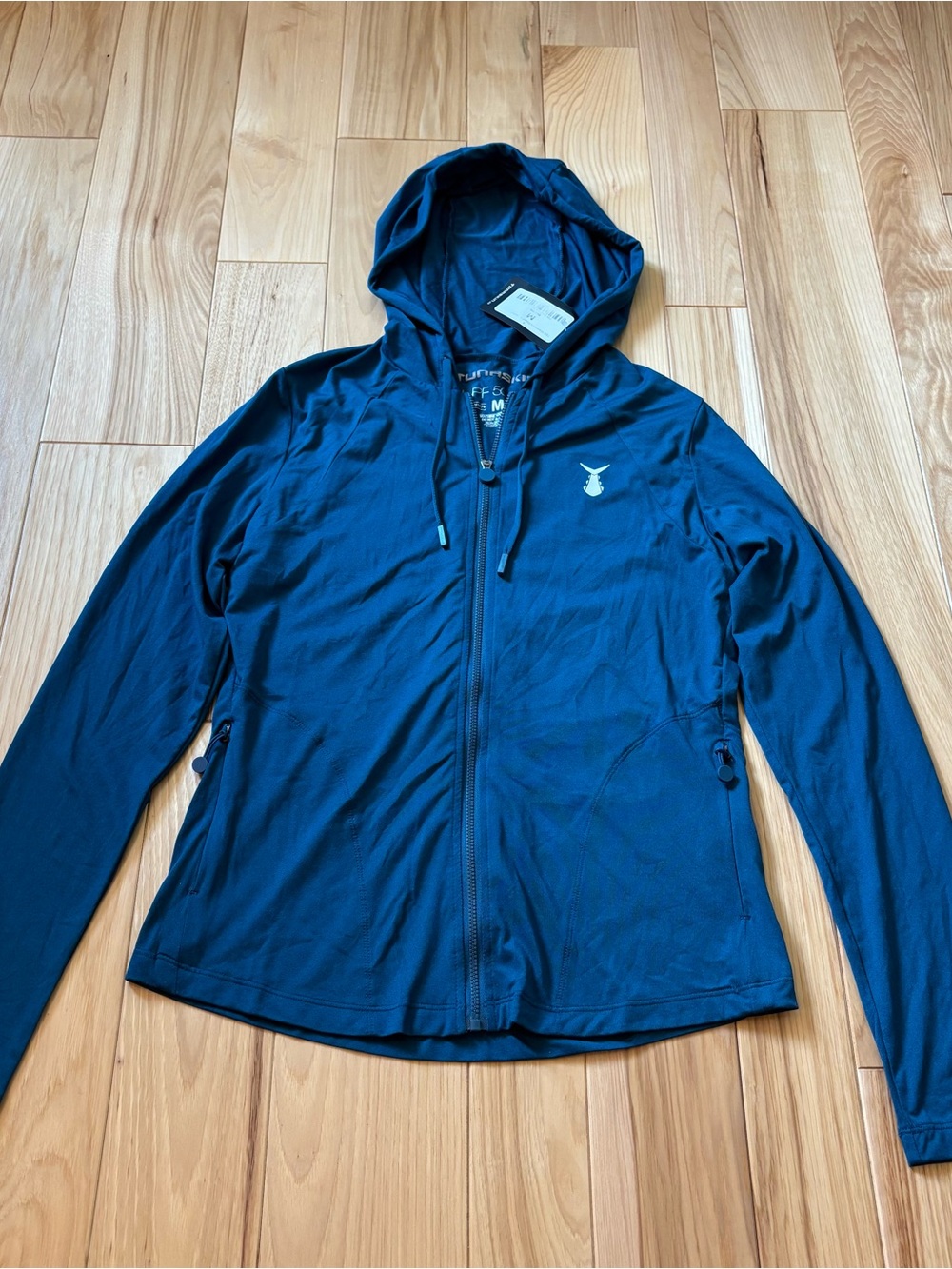 NEW Tunaskin UPF 50 TSK Coastal Teal Blue Front Zipper Hooded Jacket